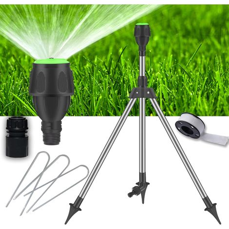 Arroseur sur Trépied,Arroseur Oscillant,Pistolet arrosage jardin,Arroseur de Jardin trépied télescopique en ABS,Rotatifs Automatiques À 360 Degrés pour cour, jardin, pelouse argenté - (1/5)