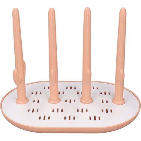 Égouttoir à biberons amovible, gain de place, drainage facile, surface antidérapante, support vertical rose (1/5)