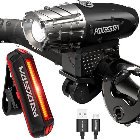 Nouveau feu avant et arrière rechargeable USB pour vélo VTT 2256, 300 lumens. (1/5)