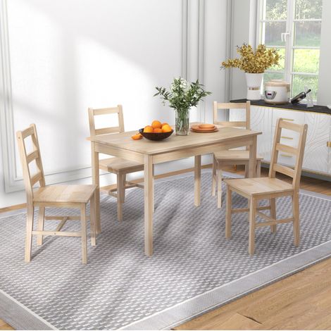 MEUBLIV Esstisch 118x73 cm Natur – platzsparend, 4 Sitzplätze, 5-teilig (1/5)