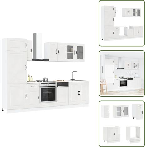vidaXL Ensemble d'armoires de cuisine 8 pcs Kalmar blanc brillant (1/5)