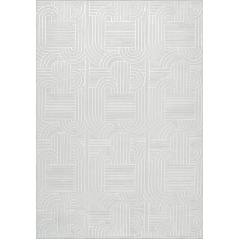 Tapis blanc graphique à relief moderne - 80 x 150 cm (1/5)