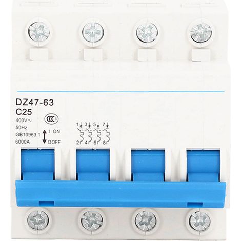 Disjoncteur miniature (4 pôles) avec disjoncteur différentiel pour montage sur rail DIN, 400 V CA, 25 A (1/5)