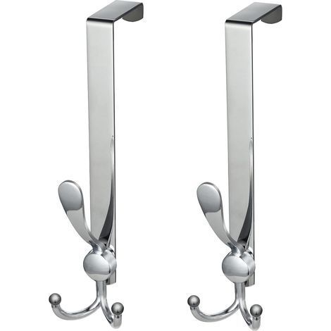 Porte Manteau pour Porte, 2 Pcs Patère de Porte sans Percage en Acier Inoxydable, Crochet de Porte pour Chambre Salle de Bains Cuisine (Largeur 4.5 cm, Argent) (1/5)