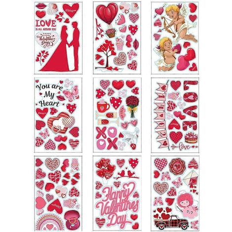 Bögen Fensteraufkleber mit Herzmotiven zum Valentinstag – DIY-Aufkleber für Valentinstag und Hochzeit
