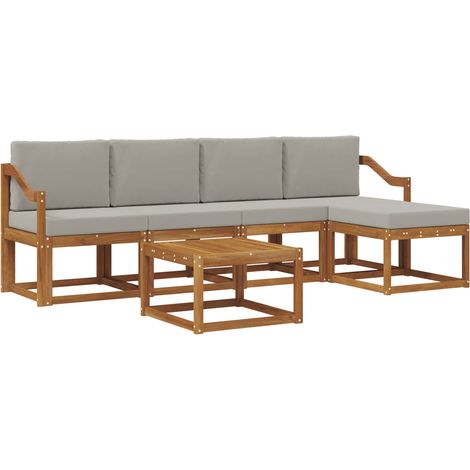 Set di divani da esterno 6 pcs Grigio Naturale e Chiaro vidaXL