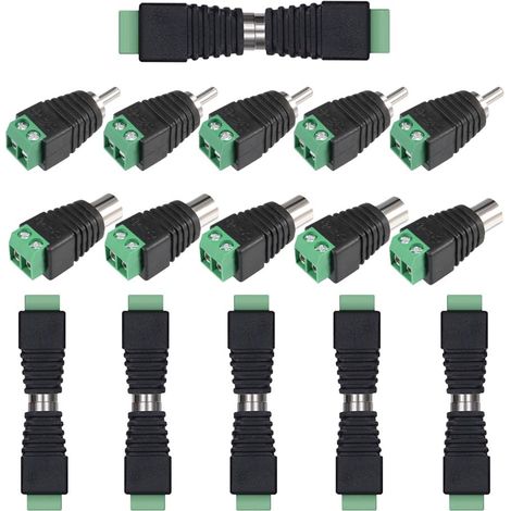 Lot de 22 connecteurs RCA, connecteurs RCA femelle et mâle, adaptateur de connecteur audio/vidéo AV - 11 paires (1/4)
