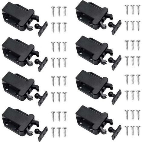 8 Pièces Loquets à Libération Tactile Loqueteau Pousse Lache Loquets de Porte Non Magnétiques pour Placard Meubles Porte Armoire Loquet Tactile Noir