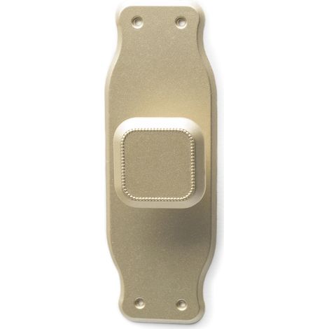 Pomo en placa con acabado oro mate de zamak, dimensiones: 110x38x24mm - (1/4)