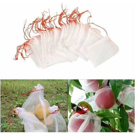100 Pcs Anti-Insect Mesh Bags, Nylon Garden Netting Protection, Reusable Fruit and Plant Protection Bag, Anti-Bird Grape Bag with Drawstring (15 x 10cm) (1/5)