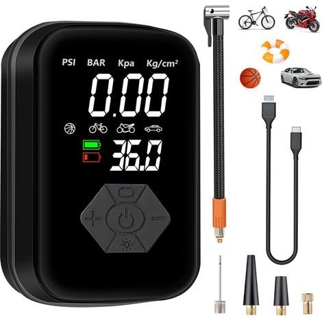 Compresseur à Air Portatif, Gonfleur Pneus sans Fil, 150PSI Mini Compresseur Voiture Portable, Pompe à Air Électrique Adapté pour Voiture, Moto, vélo, Ballons (1/5)