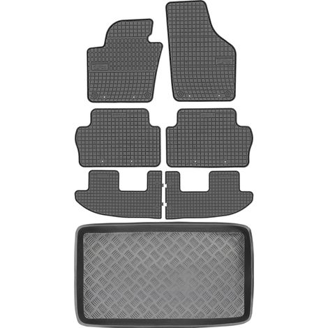 Volkswagen Sharan II Van del 2010 SET - Alfombrillas de goma para coche + alfombrilla para maletero
