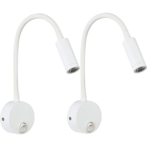 Pack LED Wall Reading Light, Silver Aluminum Desk Lamp, Warm White Light, Eye Protection Design, Bedside Lamp with Switch