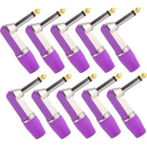 Lot de 10 fiches audio XLR 6,35 mm (à angle droit), adaptateurs pour casque professionnels, durables et résistants à la corrosion, violets. (1/5)