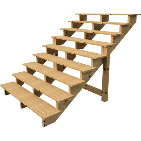 Berlin Escalier extérieur bois 9 marches H156cm L-160cm - sans contre marche