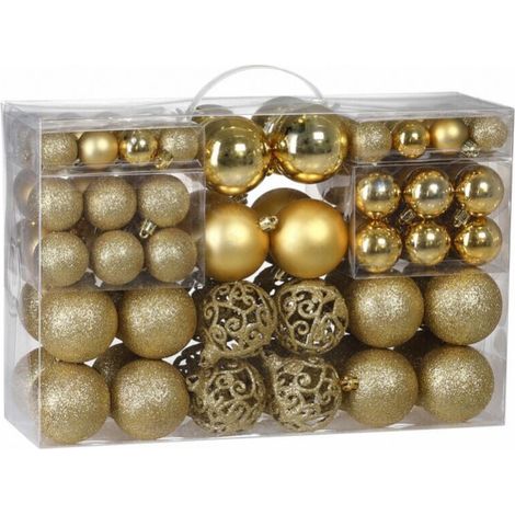 100pcs Durable Plastic Christmas Balls Indoor Outdoor Christmas Decorations Tree Ornaments Gold MUMU (1/4)