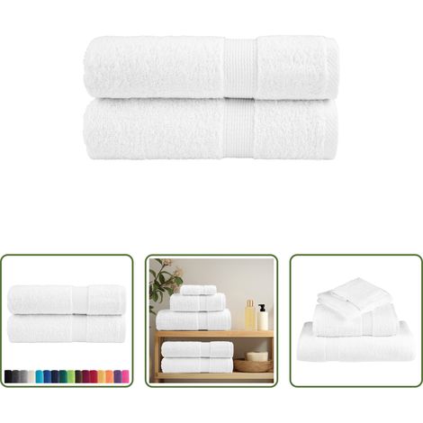 vidaXL Baumwolle - Premium Badetücher SOLUND 2 Stk. Weiß 100x150 cm 600 g/m² (1/5)