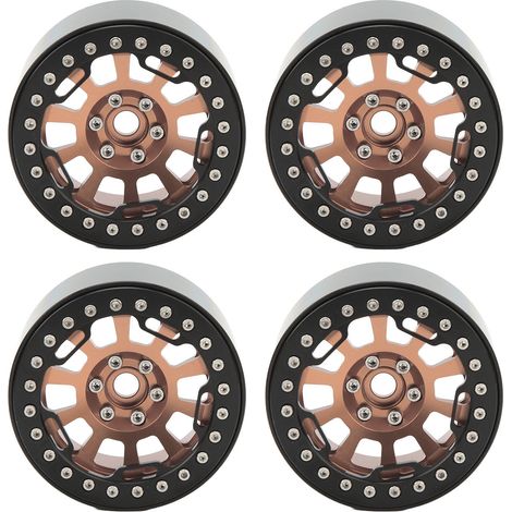 4 Pièces 2,2 Pouces Jante Alliage Aluminium Universelle pour Modèle RC 1/10 Simulation Tout-Terrain Cuivre (1/5)