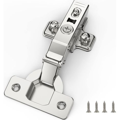 2 pièces Recouvrante Charnière Porte Placard, angle d'ouverture 110 ° avec ressort hydraulique Charnières d'armoire de cuisine à fermeture douce parfaite, distance du trou 45 mm
