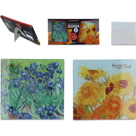 Juego de 2 posavasos de cristal para colocar debajo de la taza de Vincent Van Gogh. (1/5)