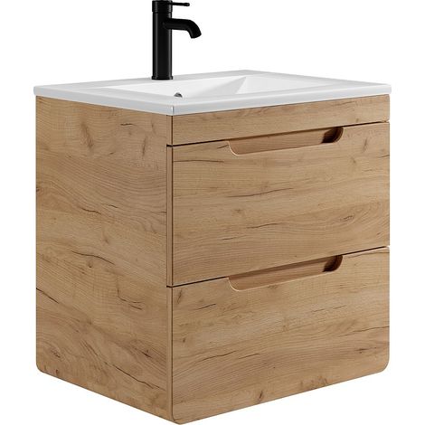 Mobile per bagno sospeso con lavabo da incasso 60 cm Naturale - ARUBA