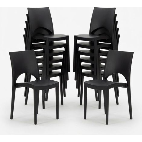 Lot de 24 Chaises Paris Grand Soleil en polypropylène Restaurant bar café Stock - Noir (1/5)