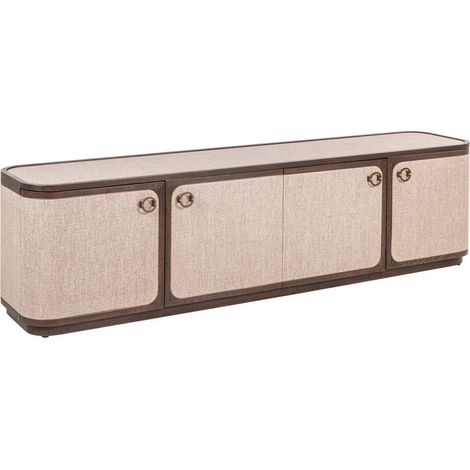 Meuble tv beige à 4 portes - beige et bois foncé (1/5)