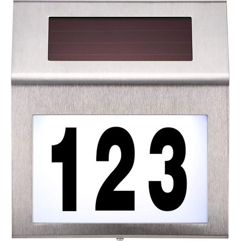 Plaque de numéro de maison en acier inoxydable avec énergie solaire, à l'épreuve de l'eau pour maison (1/5)
