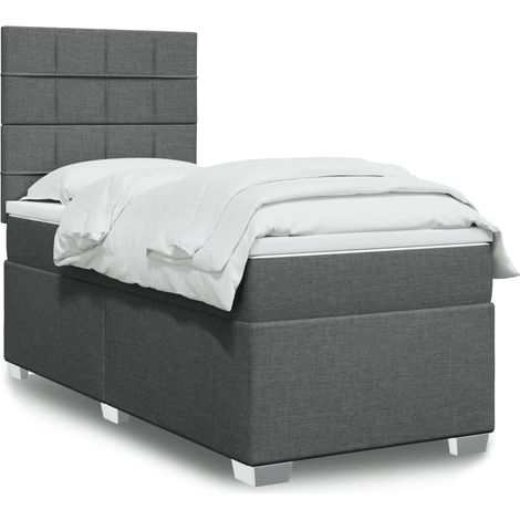 Boxspringbett mit Matratze Dunkelgrau 90x200 cm Stoff