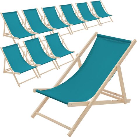 ECD Germany Set di 10 Sedie a Sdraio Verde Scuro in Legno di Pino fino a 120 kg Schienale Regolabile 3 Posizioni Lettino Prendisole da Esterno per Spiaggia Sdraiette Sedia Pieghevole Giardino Piscina