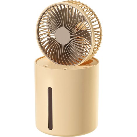 Multifunctional portable mist fan with water tank, 3600 mAh USB rechargeable battery, and 3 wind speed settings. (1/5)