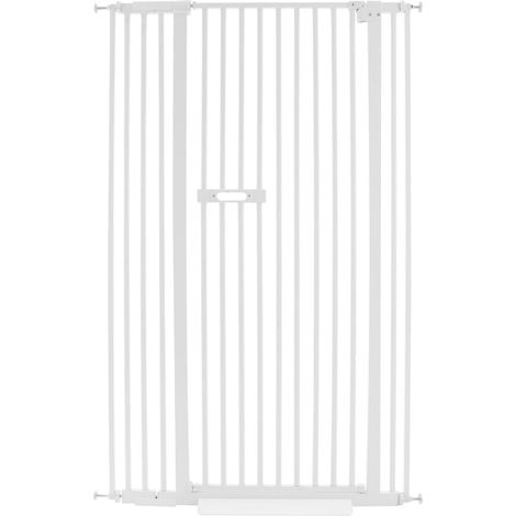 Puerta de seguridad para mascotas, ajustable, sin necesidad de taladrar, color blanco. (1/2)