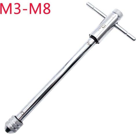 Clé à cliquet réglable avec poignée en T, pour tarauds métriques M3-M8, alésoir, clé à cliquet, outil à main, corps de 248 mm (1/4)