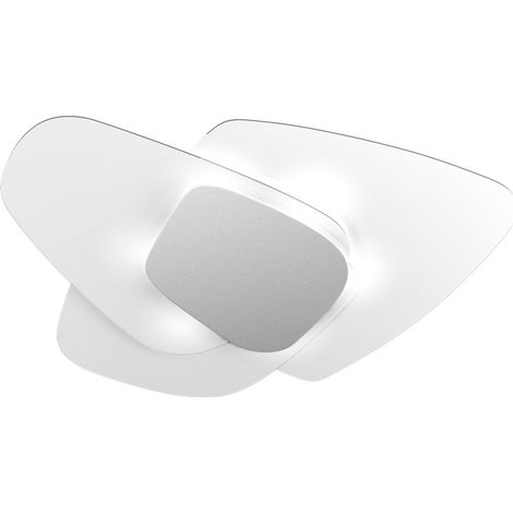 Plafoniera vetro top light strategy 1196 plg e27 led lampada soffitto parete, finitura metallo grigio
