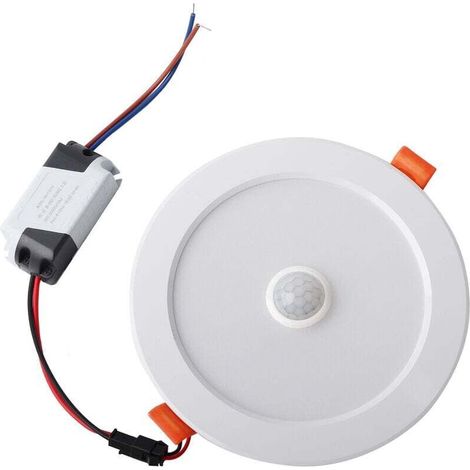12W AC85265V LED Plafonnier Downlight Capteur de Corps Humain Lampe Encastrée pour Intérieur Intérieur (Blanc Pur 6000K)