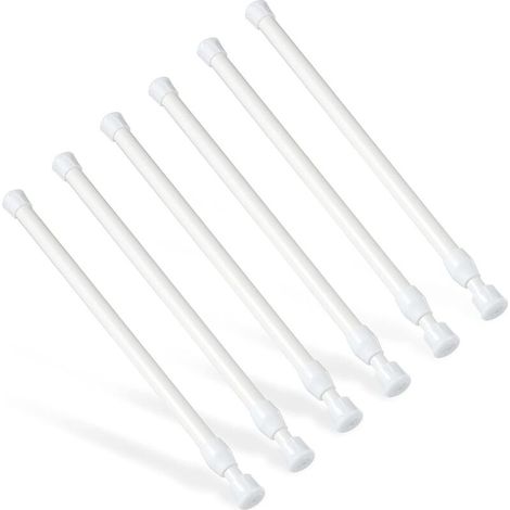 Lot de 6 barres télescopiques fines pour rideaux de douche, sans perçage, réglables 30–50 cm