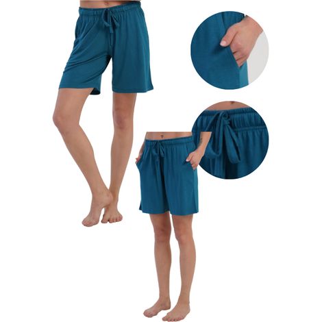 Pantaloncini da donna in cotone Vienetta S Liscio tasche comodi larghi bello (1/5)