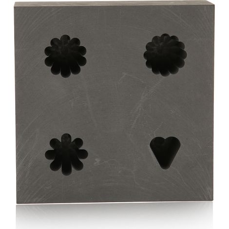 Moule en graphite forme coeur floral, résistant à la chaleur et à la corrosion, compact et portable, pour fusion de métaux, moule de coulée stable thermique. (1/5)
