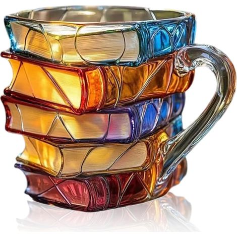 Taza original con forma de libro pintada a mano en 3D, taza de café decorativa para amantes de los libros, oficina, hogar. (1/5)