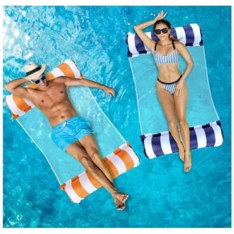 Matelas Piscine Gonflable - Piscine Adulte 2 pcs - Confortable et Durable - Blanc (1/4)
