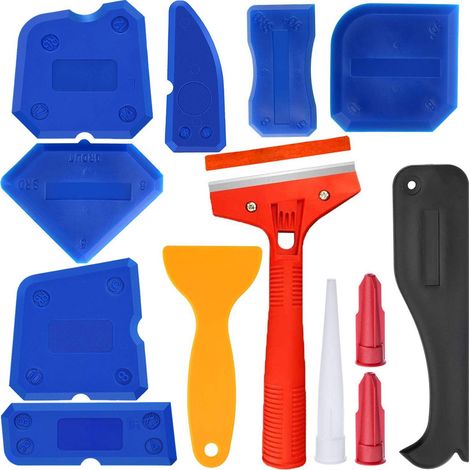 Kit de 13 pièces pour enlever le mastic plastique : spatule, grattoir, outils de finition pour colle à verre