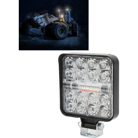 Phare LED 48W IP67 3000LM Universel 9V-60V pour Camion Moto SUV, Stroboscope Étanche