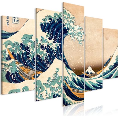 Tableau La Grande Vague au large de Kanagawa (5 Parties) Wide - 200 x 100 cm (1/3)