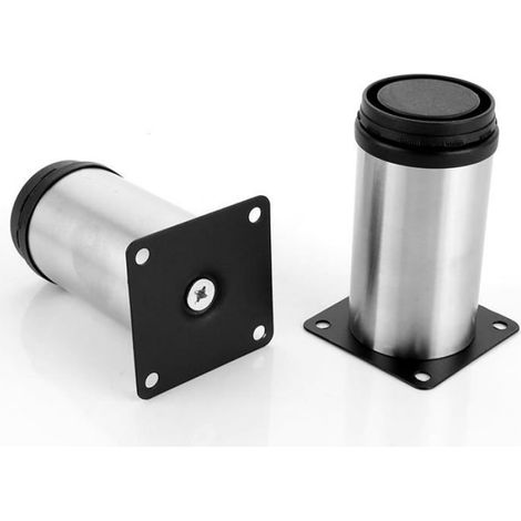 Pied De Meuble - Acier Inoxydable - Diamètre 50 mm - Hauteur Réglable 100 à 115 mm - Pour Table Canapé Armoire Étagère - Lot de 8 (1/5)