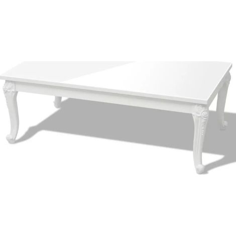 Table basse rectangulaire bois blanc laqué et pieds plastique Mento (1/5)