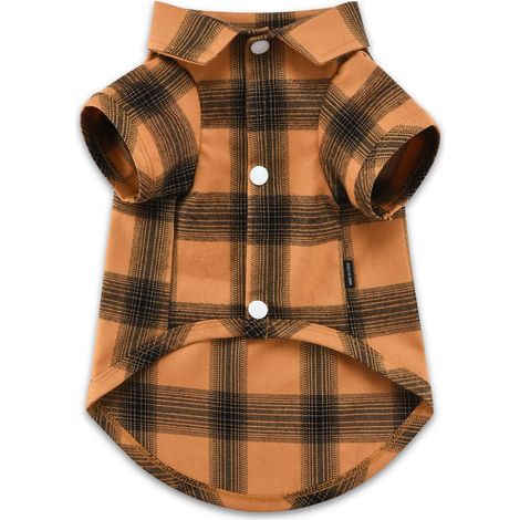 Kariertes Hunde-T-Shirt, Kleidung für kleine Hunde, Rüden, Hündinnen, Katzen, weiches Welpen-Outfit (gelb XS/Extra klein) (1/4)