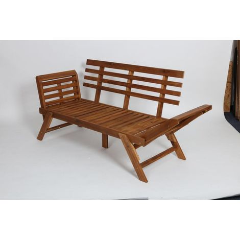 Gartenbank 196x70x75cm Klappbar Akazienholz Liege Sofa Park Sitzen Gartenmöbel (1/5)