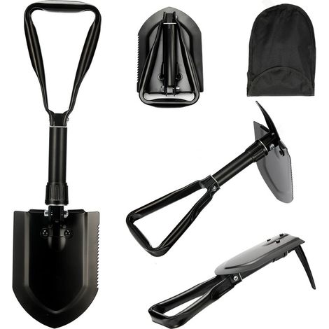 Pelle Pliante 58cm, Pelle à Neige, Pelle Multifonction Haute Résistance en Acier au Carbone avec Sac de Transport,Pelle de Camping pour la Randonnée (1/5)