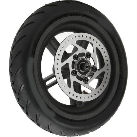 Pneu Arrière de Scooter électrique, Roue en Caoutchouc Solide Anti-crevaison avec Disque de Frein, adapté aux Terrains Difficiles, Alliage de Caoutchouc