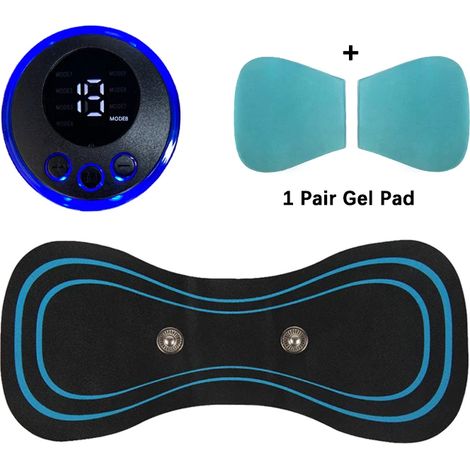 Elektrisches Mini-Nackenmassagegerät mit LCD-Bildschirm, 8 Nackenmassageprogrammen, Schmerzlinderungspflaster, tragbares Körpermassagegerät 00166-AquaForge